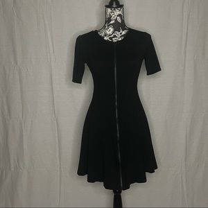 Theory all black zip up fit and flare dress
